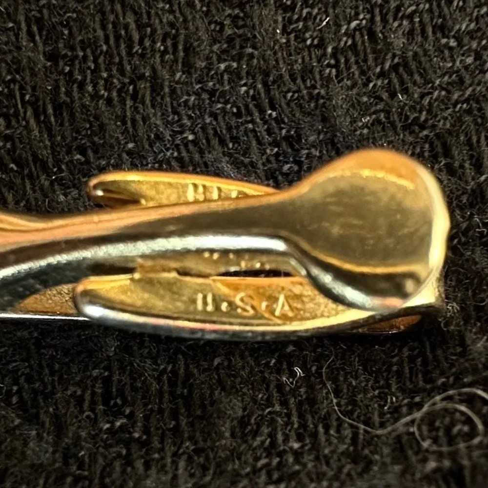 Vintage Hickok USA Tie Clip with Chain &‎ Faux Pearl Drop